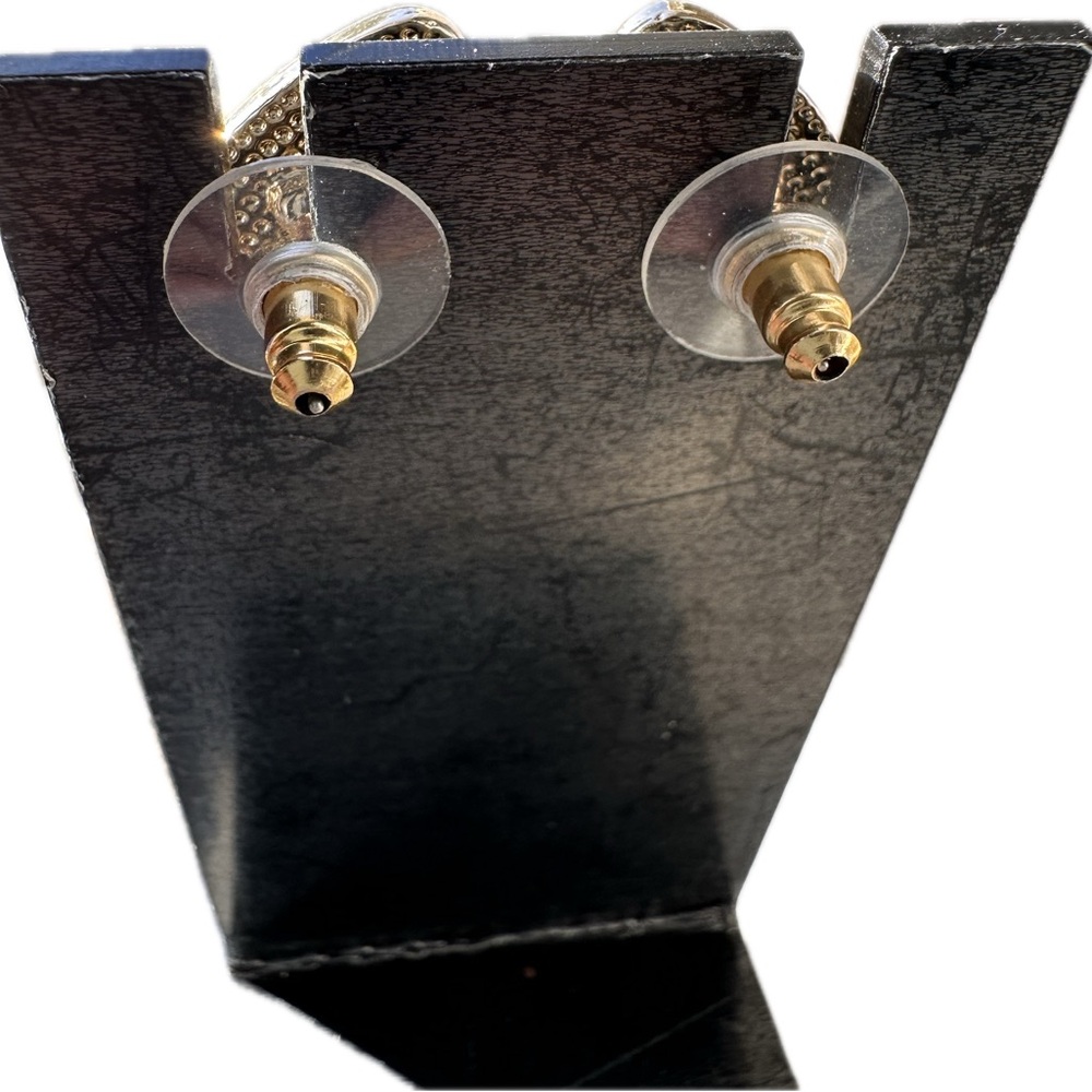 Fun!  Orange and Gold Candy Corn Statement Earrings - Picture 2 of 2